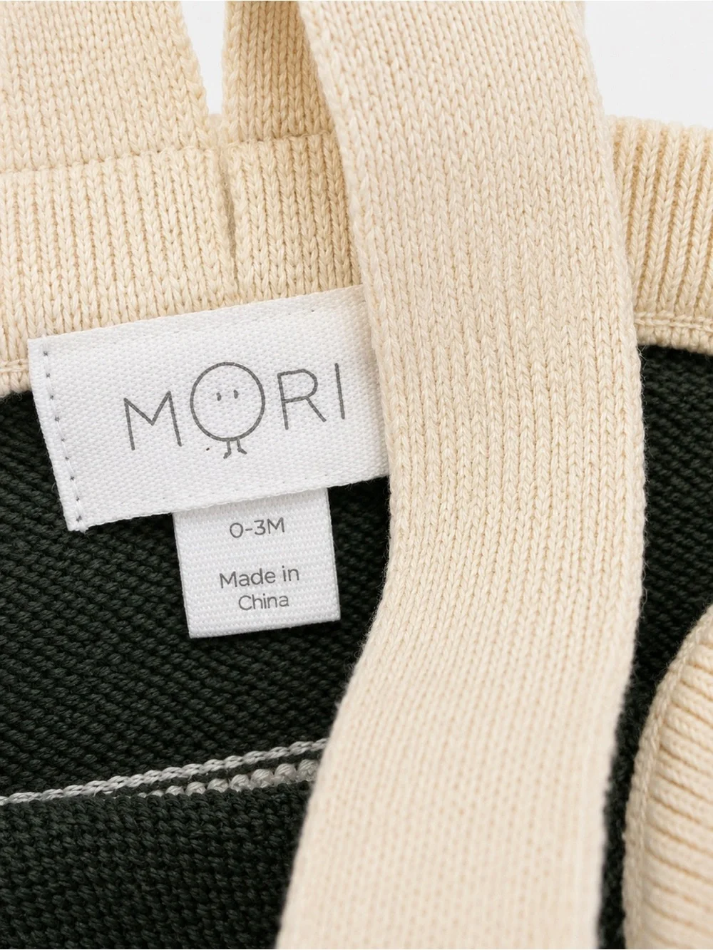 MORI Knitted Stripe Overall+ Ribbed Turtleneck Bodysuit 0-3M